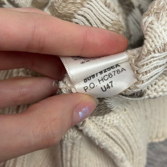 Vintage 90s Claiborne Cream Mens XL Geometric Knit Crewneck Grandpa Sweater USA - Picture 5 of 10